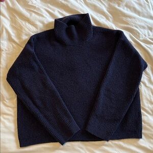 Cozy Navy Ribbed Turtleneck Sweater